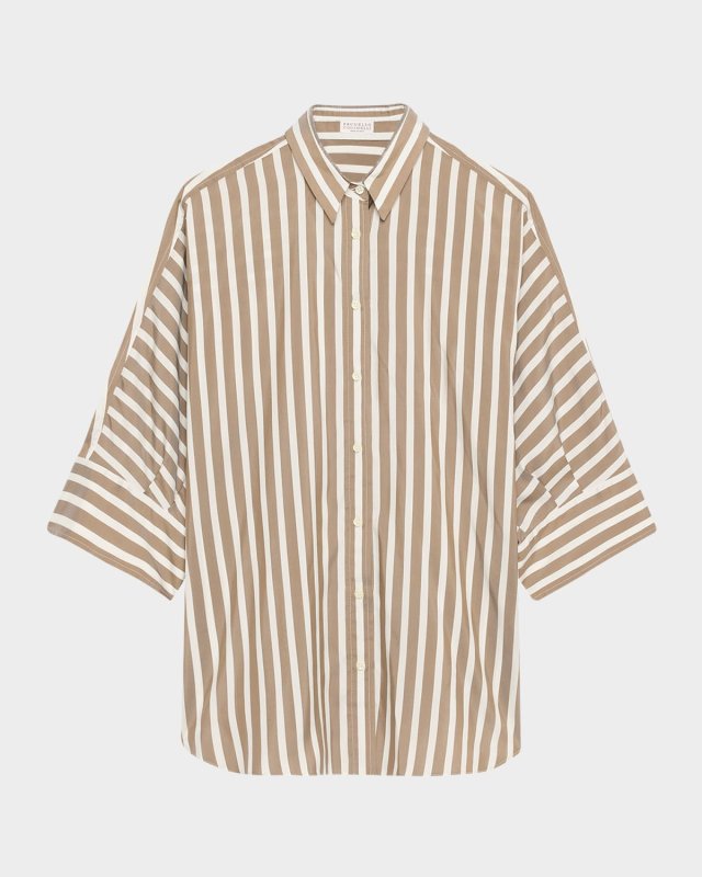 Striped Silk Button-Down Blous